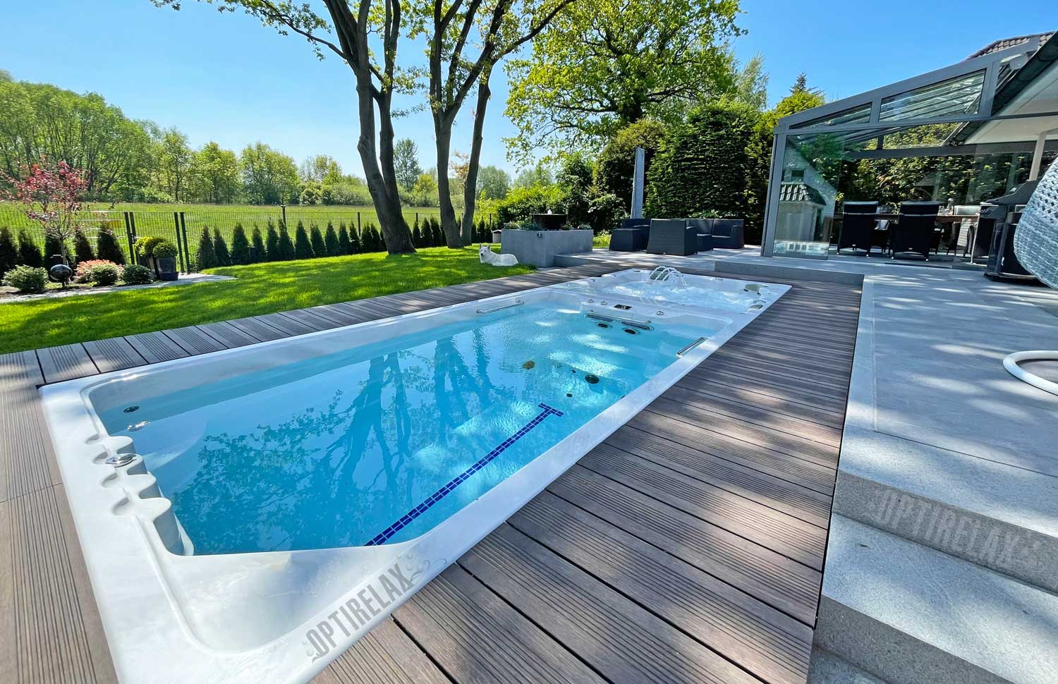 Swimspa-Pool-OPTIRELAX-OPTIMUM-DUO-Schwimmspa-Gartenpool-mit-Whirlpool-und-Gegenstrom-Luxus-Pool-mit-Abdeckung