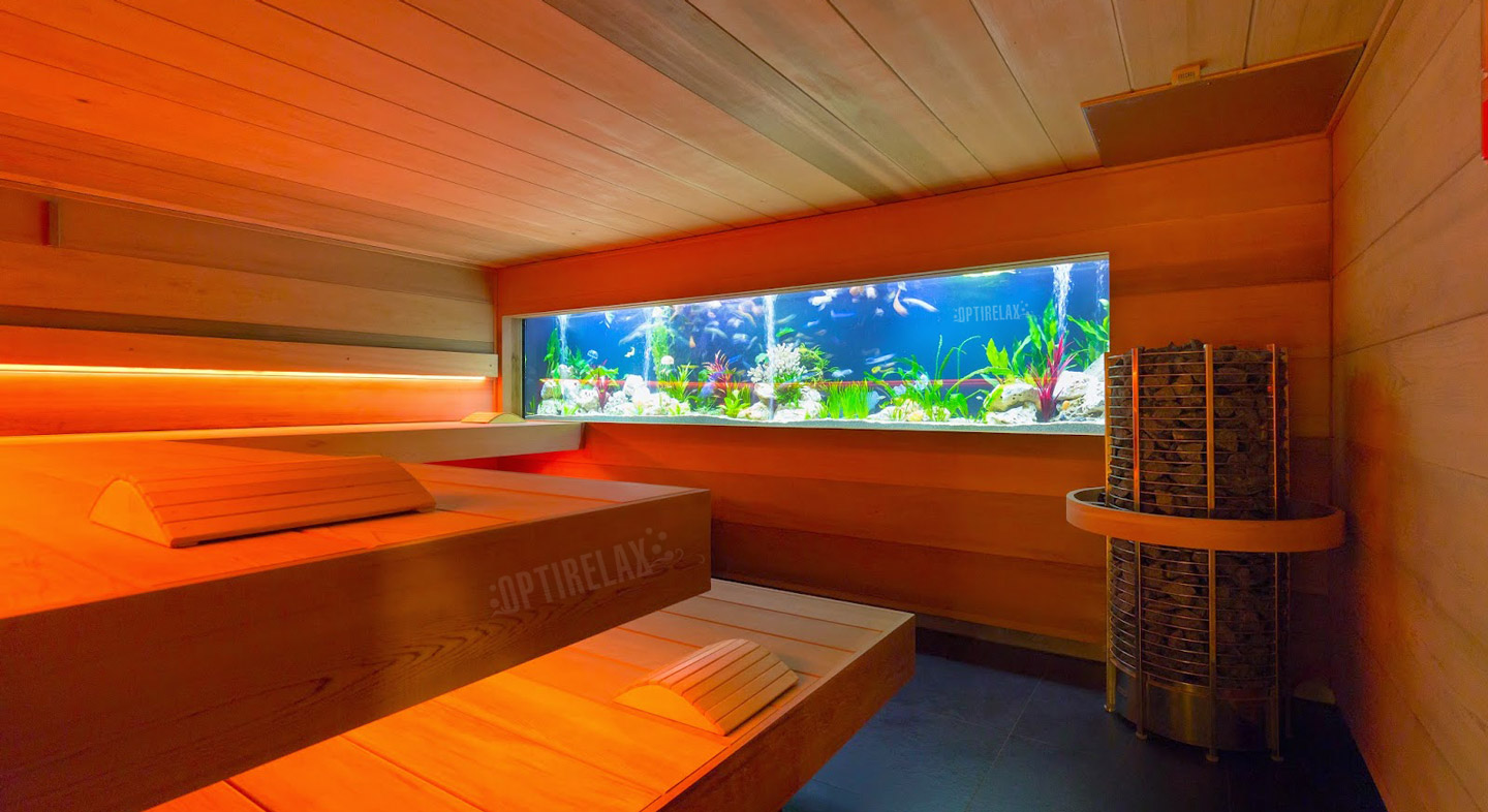 Luxus Sauna mit Aquarium