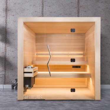 Luxus Sauna mit Glasfront - OPTIRELAX DK Clean
